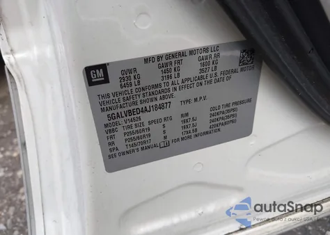 2010 Buick Enclave 1Xl из США, поврежденный, VIN 5GALVBED4AJ184877